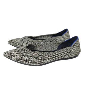 Rothy's The Point Black and White Herringbone Ballet Flat Shoes Women's Size 6.5